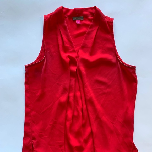 2 Sleeveless V-Neck Professional Collared Shirts, Burgundy/ Maroon (M) and Red S - Picture 2 of 4